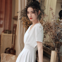  Light wedding dress Small dress French satin gauze Japanese Korean style license registration Late Korean style travel shooting Welcome summer