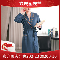 Japanese cotton robe spring and autumn men 2021 new luxury bathrobe pajamas autumn and winter thin cotton home wear