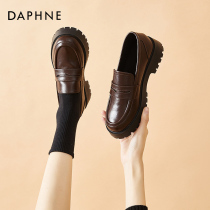 Daphne small leather shoes female British style thick bottom loafers shoes 2021 new spring and autumn jk shoes retro brown single shoes