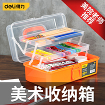 The Right-hand Elementary School Art Toolbox Drawing Box Portable Drawing Containing Box Multifunction Home Triple Fold