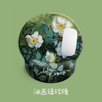 Original Van Gogh oil painting green rose office thickened computer handto mouse pad wrist-protection silicone gel soft wrist cushion