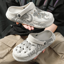 Dongle Shoes Mens Summer Outwear Outdoor Slippers Mens Anti-Slip Deodorant Baotou Beach Shoes Thick Base Sandals Mens Tide