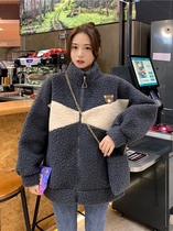 Pregnant womens clothing autumn and winter imitation lamb wool cotton jacket women 2021 New Tide mother loose collar warm cotton clothes women
