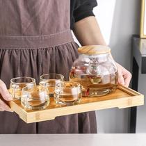 Thickened glass high temperature resistant tea set Fruit bubble flower herbal teapot flower tea cup set Household heat-resistant can be burned over an open flame
