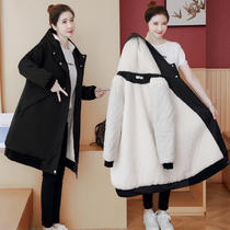 Pregnant womens winter clothes large size cotton-padded clothes long winter Korean fashion loose coat plus velvet thick warm coat