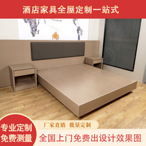 Hotel bed TV frame Double bed Wardrobe custom standard room Full set of hotel bed frame Single room Apartment furniture Bed and breakfast Twin bed