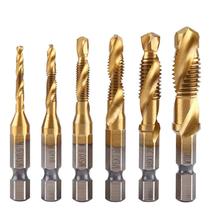 Screw handle drilling and chamfering hexagon integrated tap tap drill bit composite machine with tap m4m5m6m8m10