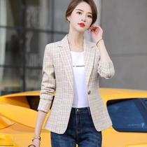  Net red small suit jacket female small fragrance 2021 spring and autumn new Korean version of the British casual plaid short suit trend
