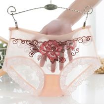 1-3 dress sexy seamless underwear women lace transparent mesh embroidery womens underwear middle waist size breifs
