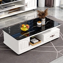 Rounded Corner Tea Table table Living room Home minimalist modern small family of marble tempered glass table TV cabinet Composition