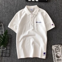 chic Hong Kong flavor lapel short-sleeved t-shirt men and women super fire embroidery sports half-sleeve polo shirt couple Japanese version of the tide brand ins