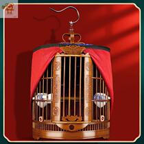 Bird cage Daquan bamboo thrush boutique full set of accessories old bamboo woven high-end hand carved Starling large bird cage