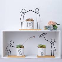 DESIGN BRIEF ABSTRACT PARENT-CHILD SERIES MULTIMEAT GREEN PLANT IRON ART CERAMIC FLOWER POT GIFT COMPOSITION SUIT