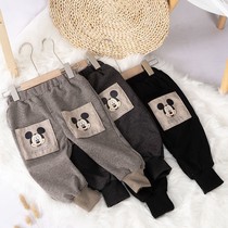 Boys and girls pants baby 2021 new spring and autumn children's leisure sports plus velvet padded long cotton pants