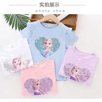 2021 short-sleeved new summer girls T-shirt base shirt three-dimensional princess top gradient mesh western style queen half sleeve