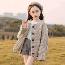 Girls Knitted Cardigan 2021 New Spring and Autumn Dress for Childrens Sweater Jacket Girls