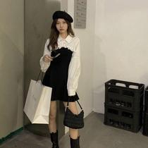 Fried street dress 2020 new female spring autumn Hong Kong wind stacked Net Red fashion temperament foreign style two-piece skirt