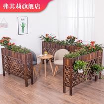 Anti-corrosion wood fence indoor and outdoor wooden fence decoration balcony garden outdoor wooden stand restaurant partition fence