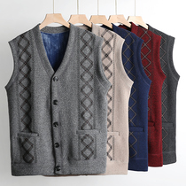 Elderly warm vest mens waistcoat plus velvety thickened cardiovert blouses daddy clothes middle-aged elderly grandpa old winter clothing