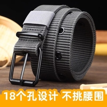 Student military training belt mens canvas outdoor retro denim overalls with pin buckle head mens braided belt all-match