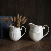 W1962 Cream color ceramic Olive leaf floating European style pot Cold water pot Flower vase