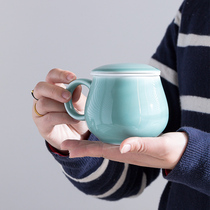 Household ceramic filter teacup Office cup with lid Color glaze Mug Gift custom personal cup Water cup Flower tea cup