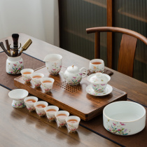 Poppy beauty Kung Fu tea set Household living room light luxury high-end Gaiwan tea cup pot office reception gift box