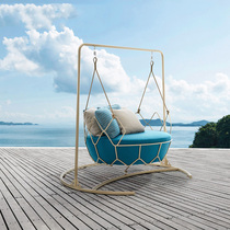 Outdoor swing chair courtyard leisure double balcony imitation rattan indoor homestay garden basket Birds Nest Net red furniture
