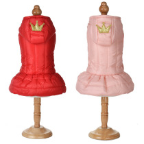 2020 new autumn and winter pet clothing crown bread skirt down cotton dog clothes comfortable pet clothes