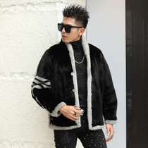 Original design mink jacket men whole mink fashion individualism fur jacket men mink tide card
