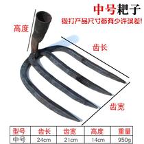 Forged two-tooth loose soil rake planting vegetables hoe planting flower grate agricultural gardening tools turning Earth artifact