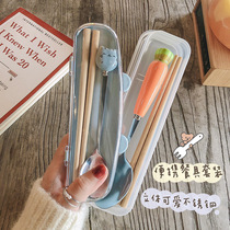 Home Home handy portable chopsticks spoon suit portable cutlery single student cute containing box plastic 