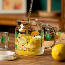 Cute Cute Duck Heat Resistant Glass Cold Kettle Flowers Teapot Pink Young Girl Hearts Tea Maker Water Cup Home Open Water Juice Pot