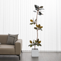 Wabi-sabi wind large-scale simulation green plant rubber tree plant indoor living room window decoration ornaments floor-to-ceiling potted fake trees