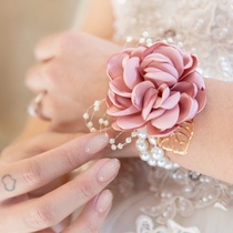 Bridesmaid group wrist flower super fairy Senior sense sister pearl hand flower bride wedding wedding bracelet Korean simulation