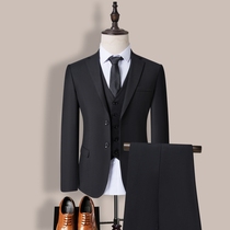 Suit suit suit mens three-piece Korean slim suit business professional dress groom groom wedding suit autumn