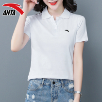 Ann Stepping Short Sleeve Polo Shirt Woman Summer New Breathable White Speed Dry Casual Turtlenect Lady Sport Blouse
