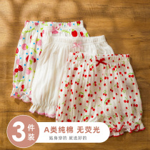 Girl Pure Cotton 3 Pants 100% Full Cotton Female Baby Outside Wearing Beach Pants Casual Shorts Girl Thin Underpants