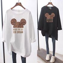 Pregnant womens blouses Long sleeves loose Han version outside wearing fashion tide pure cotton pregnant woman t-shirt with undershirt spring and autumn