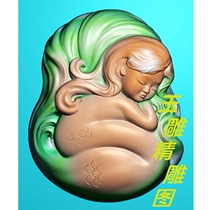 Carved figure JDP relief jade carving grayscale figure BMP carving with the little mermaid beauty girl mermaid pendant