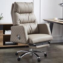 Genuine leather owner chair Lying Massage Bull Leather Large Class Chair Sub Business Computer Chair Home Comfort Long Sitting Office Chair