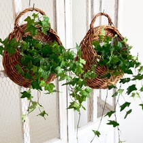 Woven flowerpot hanging wall bamboo basket hanging flower pot hook wall hanging flower basket balcony rattan flower pot
