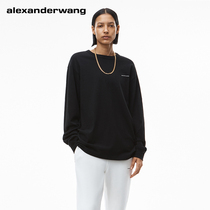 ALEXANDER WANG Alexan King men and women same style enlarged version neutral high twist cotton T-shirt Black