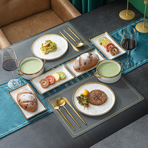 Net red western food steak dinner plate tableware set full set of household luxury knife and fork plate swing plate Nordic style couples