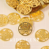 Five cents Money coin Heinemetal hanging decoration Wedding pentagram Happy Character Stencil Pendant 5 Corner Gold Coin Wedding Gift