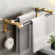 Space aluminum light luxury wind non-punching bathroom shelf wall hanging towel rack towel rack towel bar toilet towel bar toilet towel hanging rod