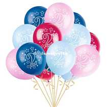 10pcs Latex Balloon Boy Girl Happy 2nd Birthday Printed Glob