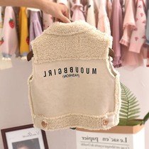 Baby vest 2021 lamb foreign style boys and girls baby new plush autumn and winter children vest children's horse clip