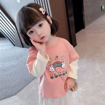 2023 Girls Spring and Autumn T - shirts in childrens tops in small girls - baby autumn dress relaxed blouse