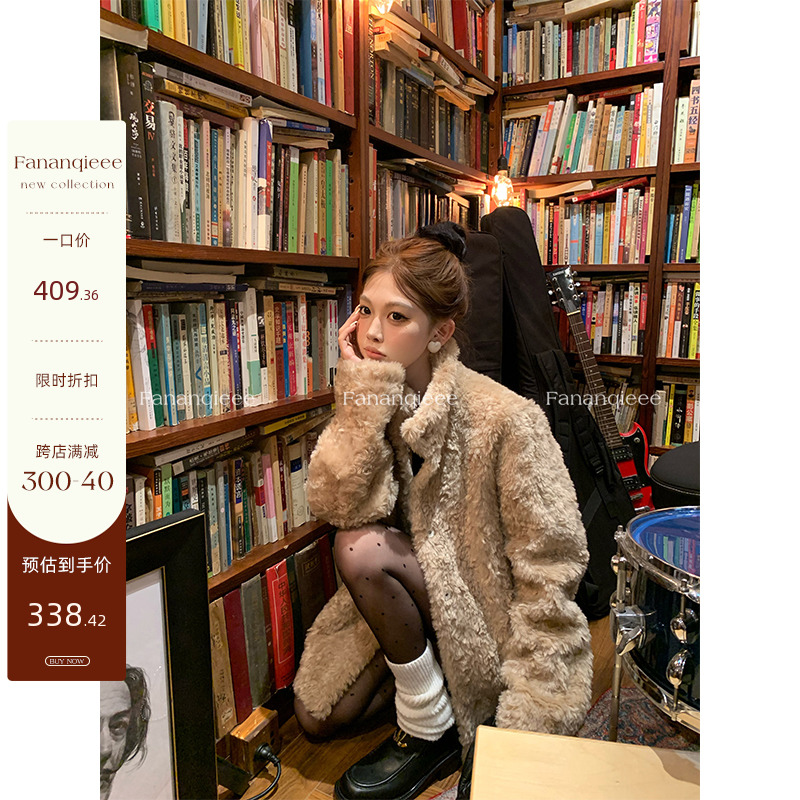 トマトマンリッチゾーン 2.0 フェイクファー環境に優しい韓国女性のトカファーコートスタンドカラー肥厚ショートコート